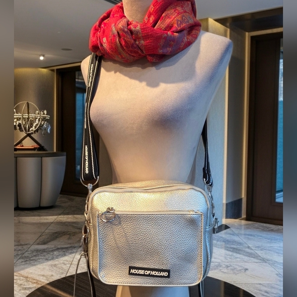 493 House of Holland Metallic Silver Crossbody Bag